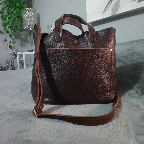 Portland Leather Goods Brown Leather Tote Bag - Picture 1 of 13